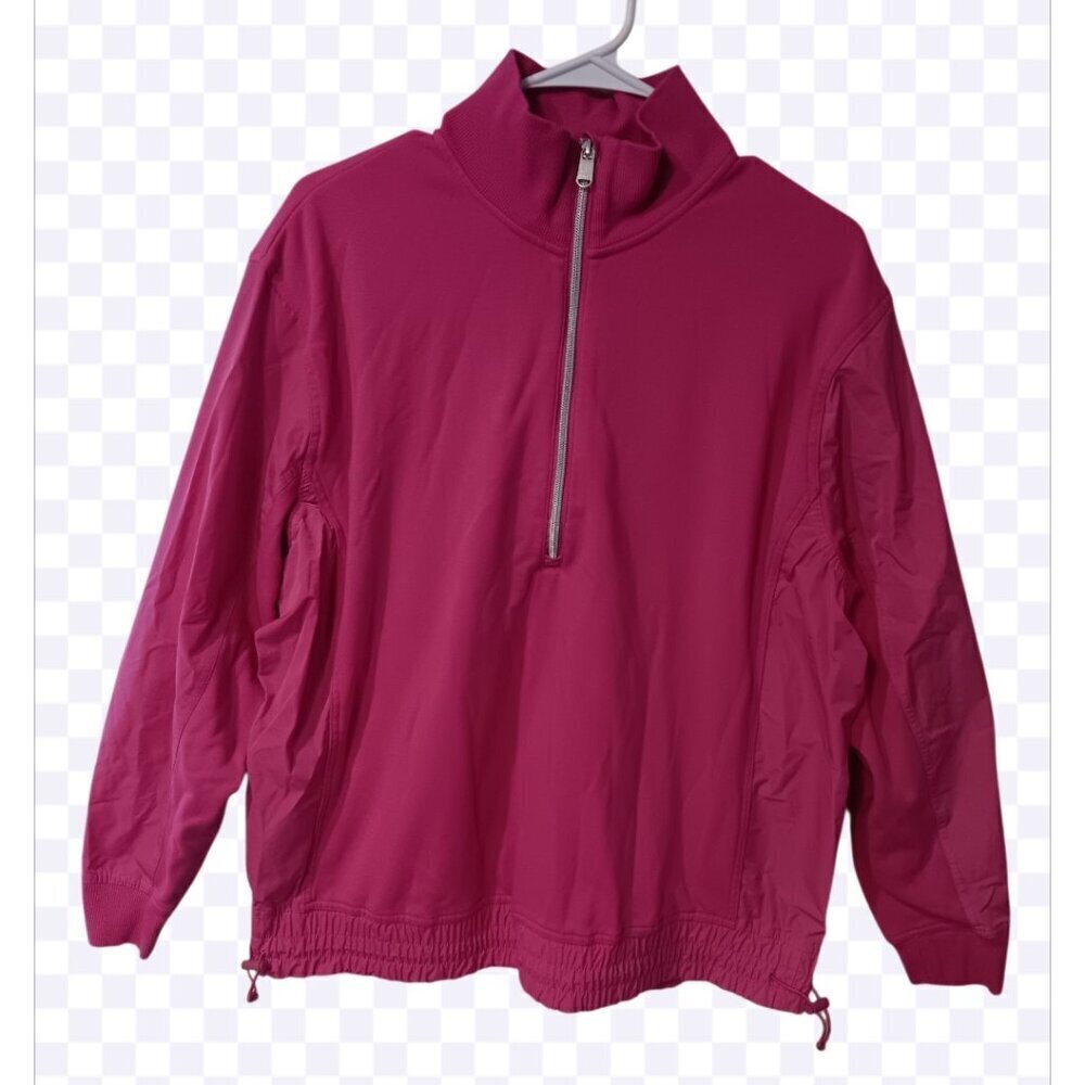 ATHLETA Triumph Hybrid Half Zip Sweatshirt Hot Pink Barbiecore Sz M